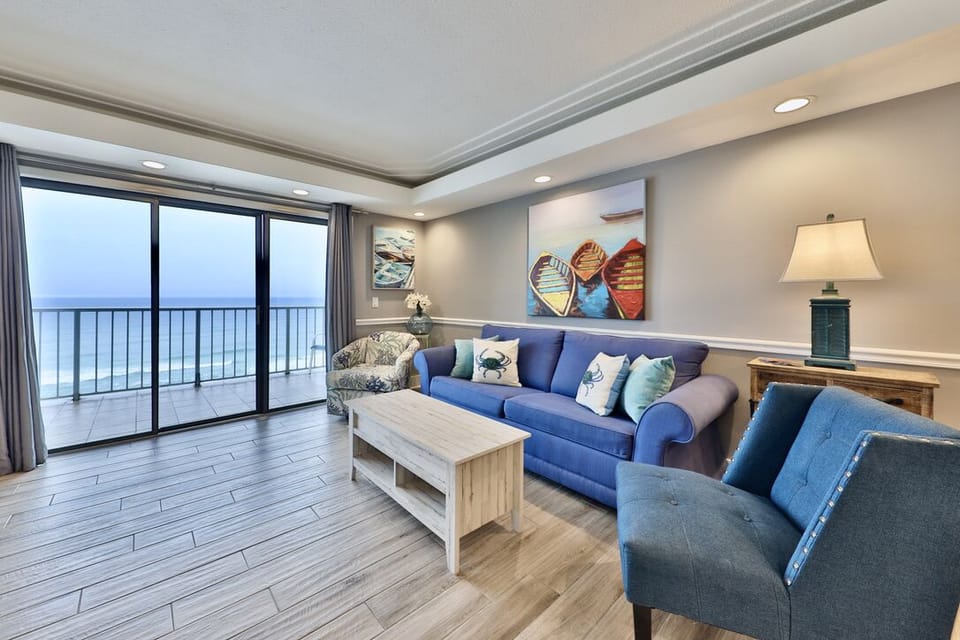 Gulf front living room.