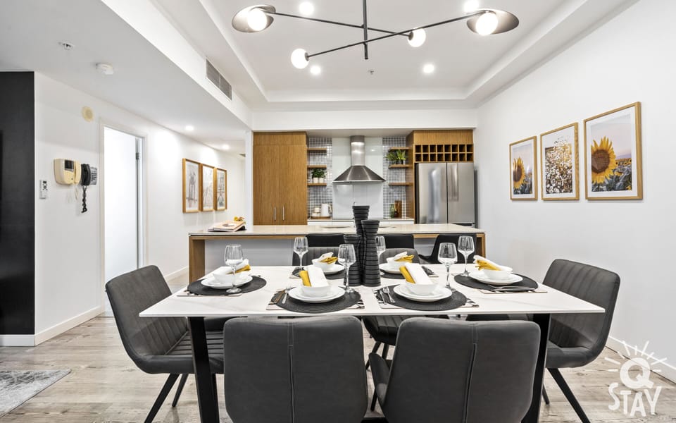 Dining area is right next to the kitchen