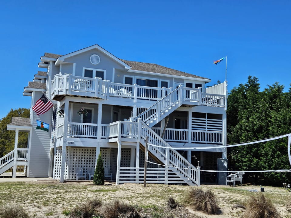side of yard volleyball and badminton 