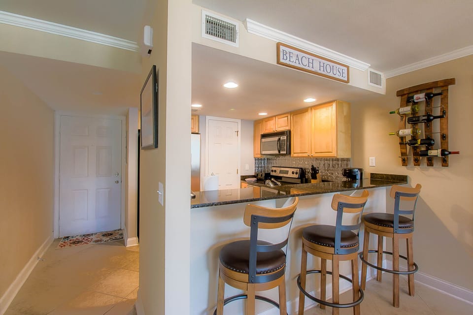 Breakfast bar over looking the kitchen