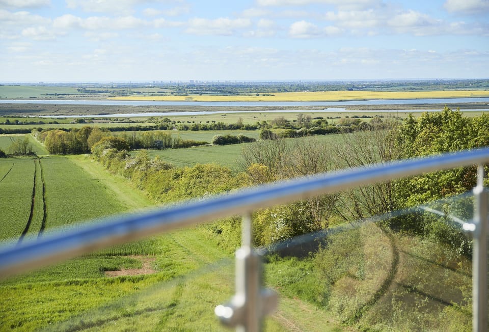 Stunning views across the River Crouch to Southend and the North Downs beyond