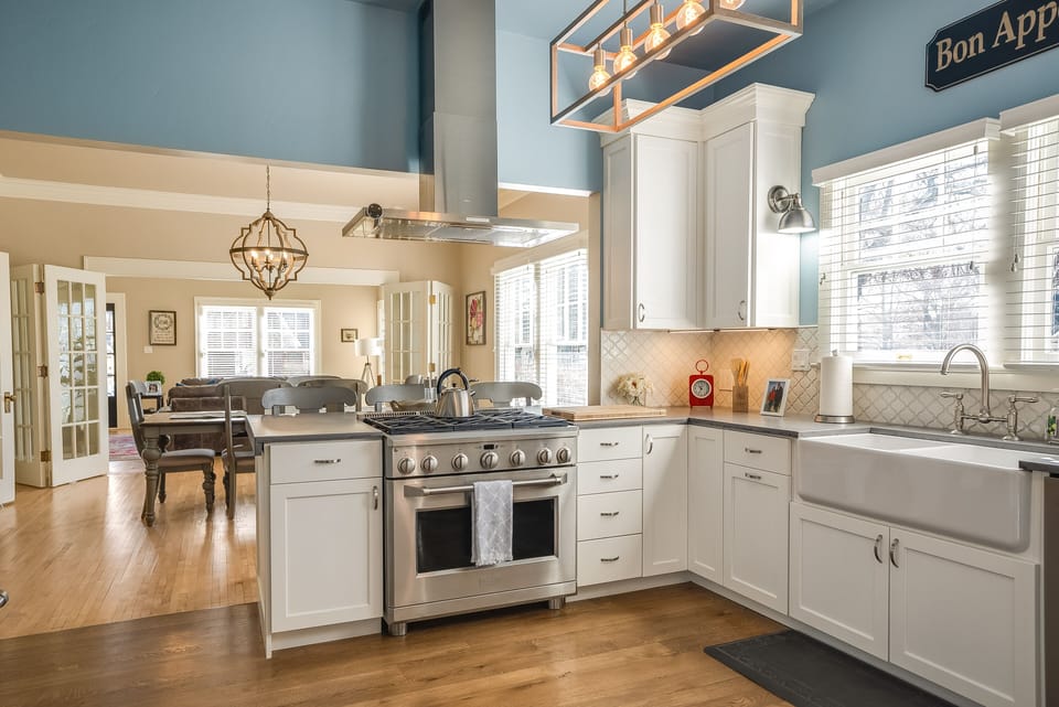 Gourmet Kitchen featuring Profile gas range and appliances.