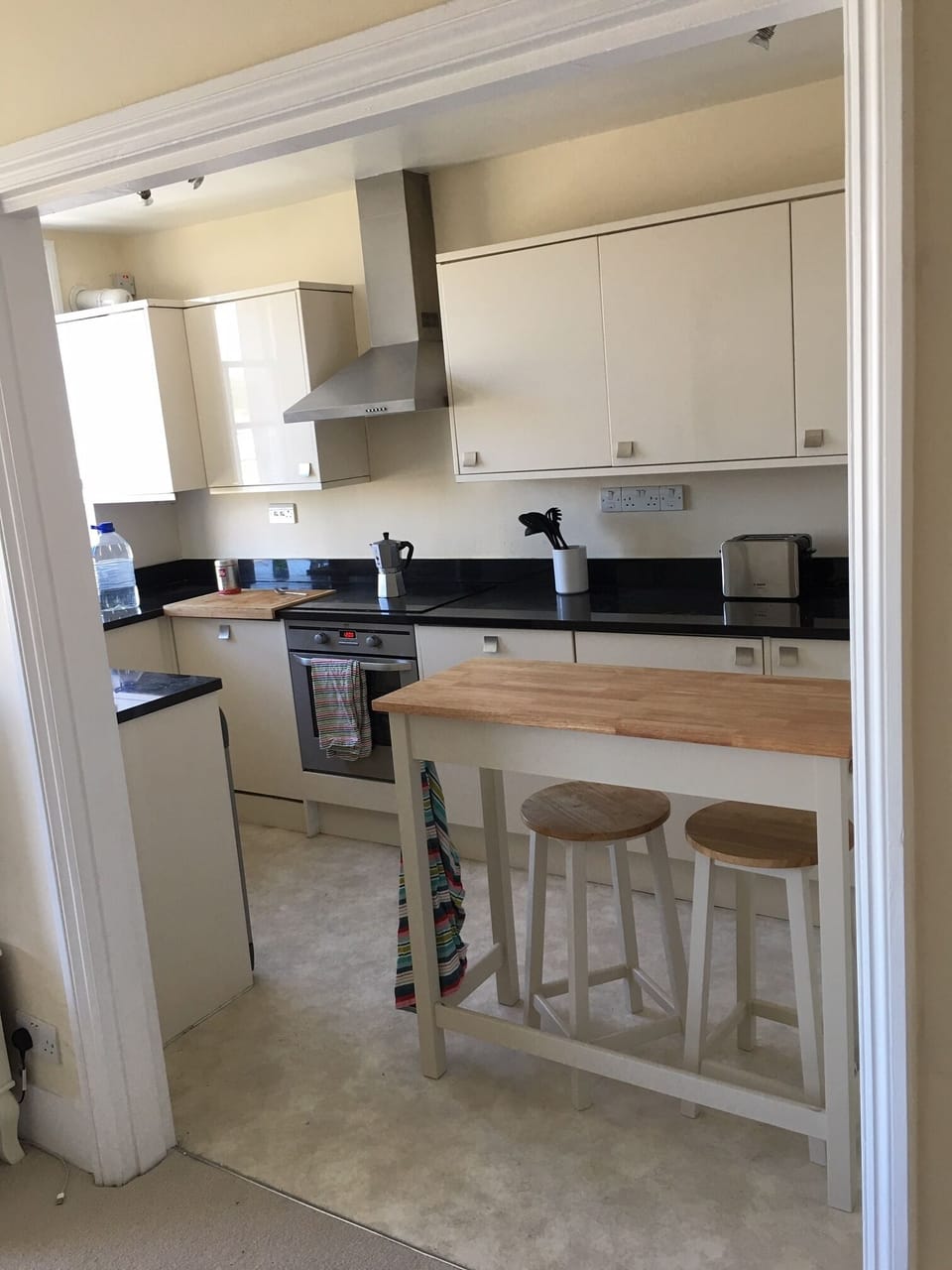 kitchen and  breakfast bar area