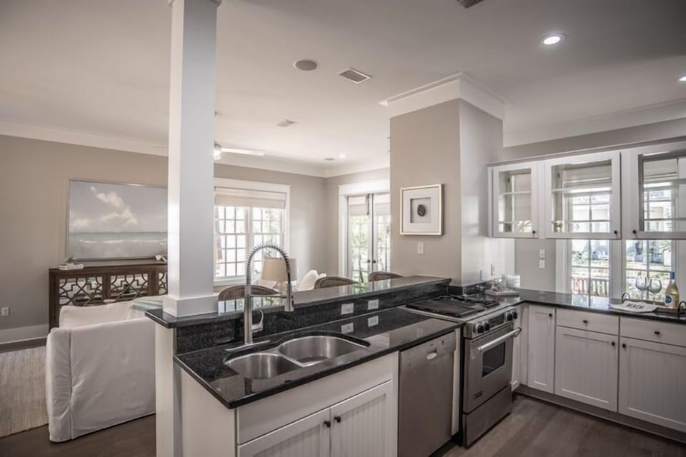 Kitchen View into Living Area