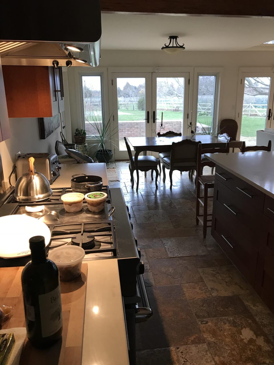 Kitchen  looking out on dining area to living room 