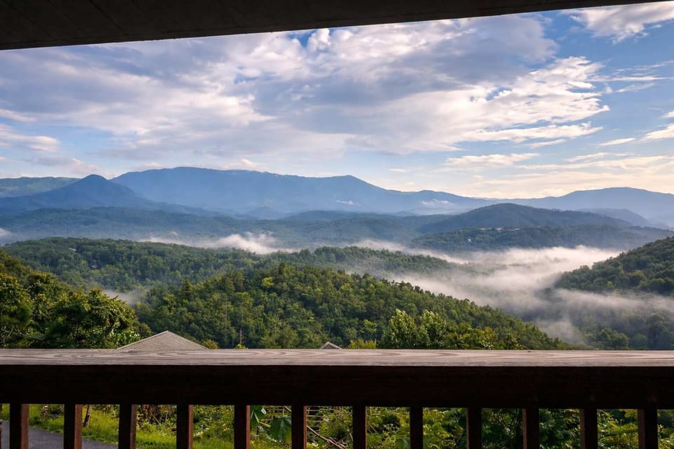 View From The Covered Deck!  Yes It's That Good!  The Great Smoky Mountains National Park and Mt. Leconte Staring Right At You!