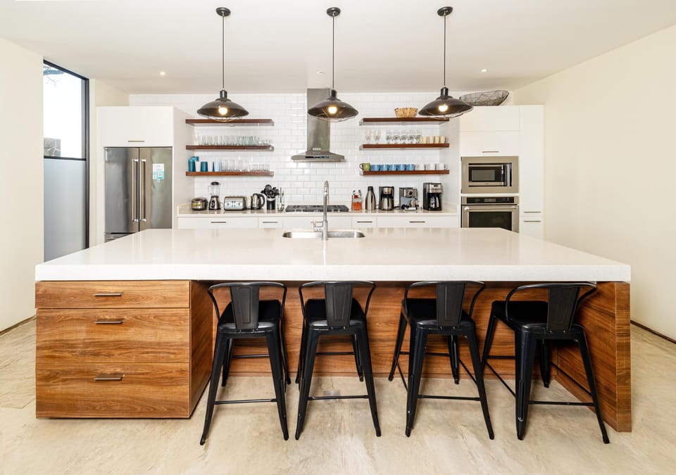 Modern kitchen with spacious island and sleek seating