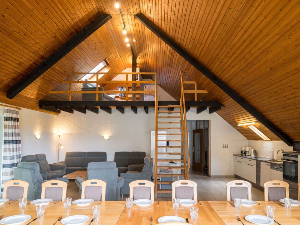 Furniture, Table, Chair, Tableware, Wood, Building, Beam, Real Estate, Hardwood, Ceiling
