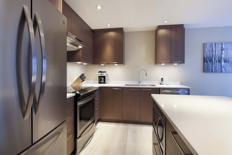 - Luxury kitchen with quartz counters and espresso maker  
- Perfect Whistler stay for foodies and families alike  
- Cook, relax, and enjoy snowy mountain mornings  