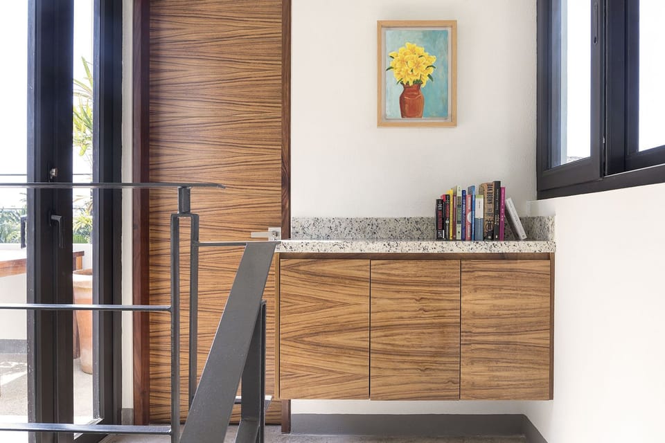 Entrace to full bathroom and top terrace 