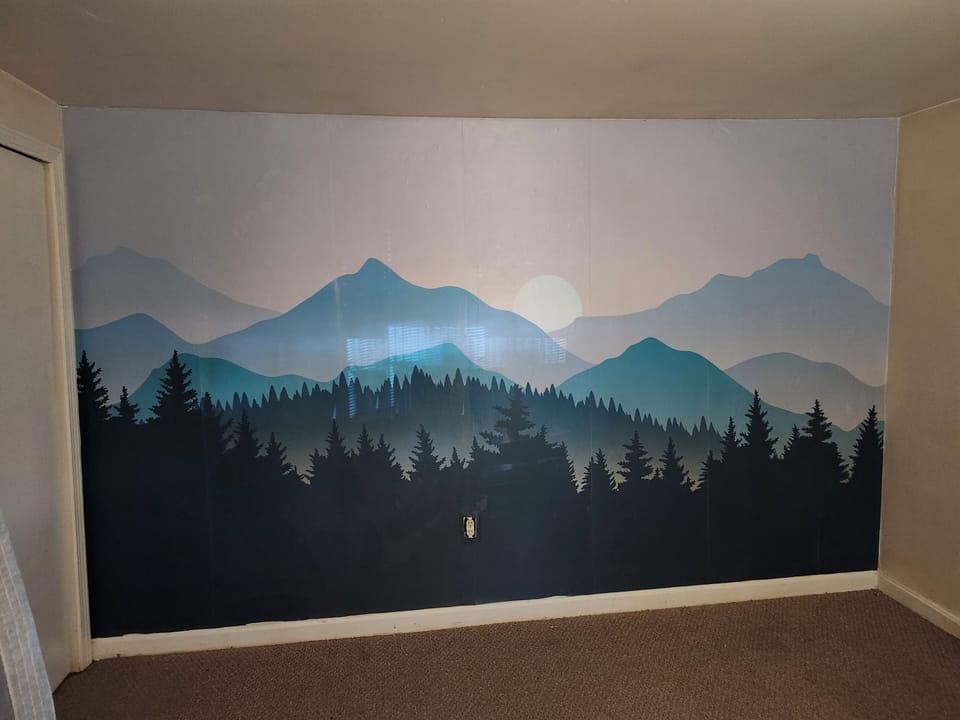 new mural in the bedroom 