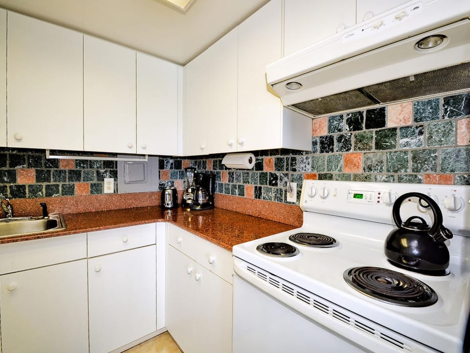 Kitchen has electric range, refrigerator and microwave (not in picture)