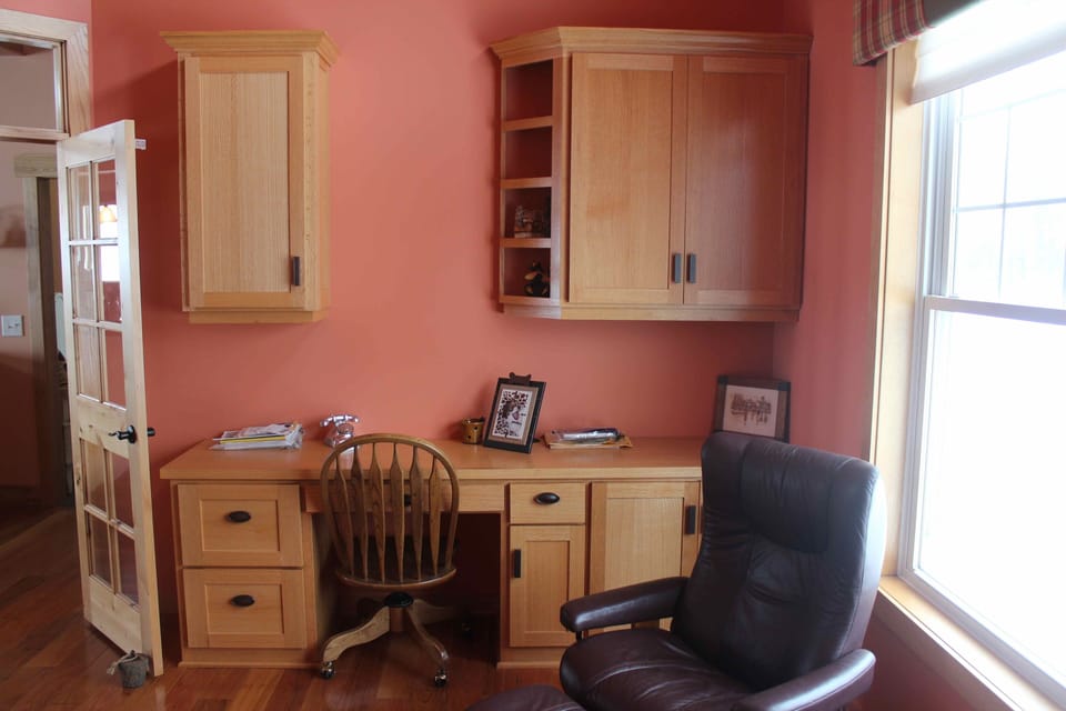 Built in desk in the office. Wifi available.