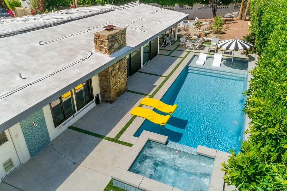 Newley renovated backyard with new pool, spa, hardscape and outdoor shower