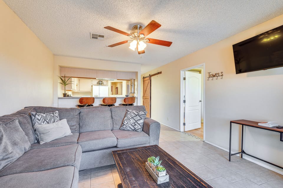 Living Room | Patio Access | First-Floor Unit | Free WiFi