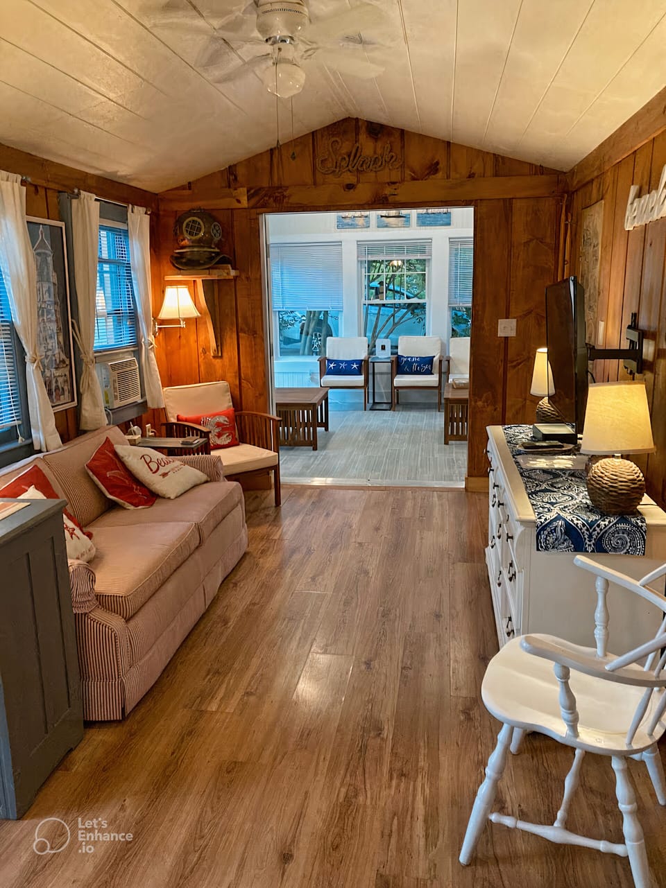 Main Living Room with a 2nd TV (Cable or Streaming), Sleeper Sofa, & Window AC