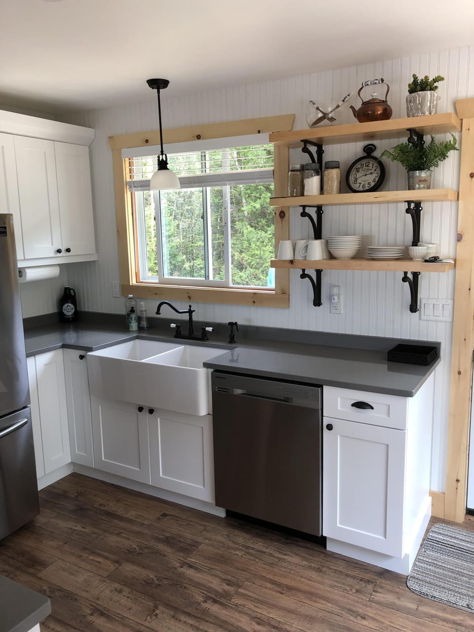Farmhouse sink with lots of natural light