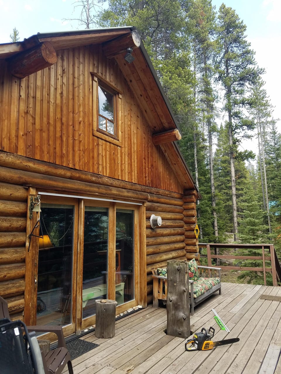 Front deck. We often have visits from a pine marten and a fox. I feed the birds.