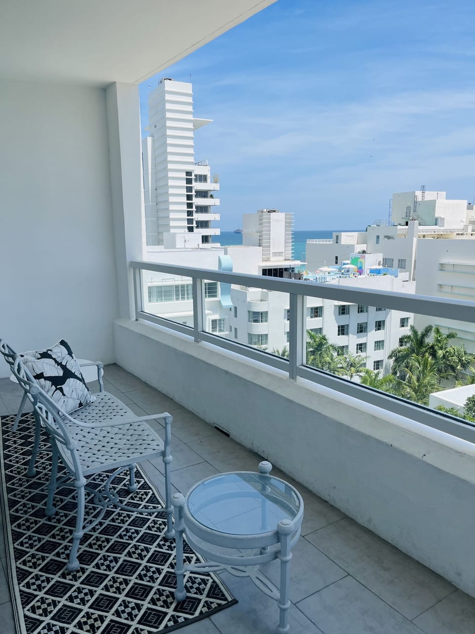Balcony accessible from both living room and master bedroom
