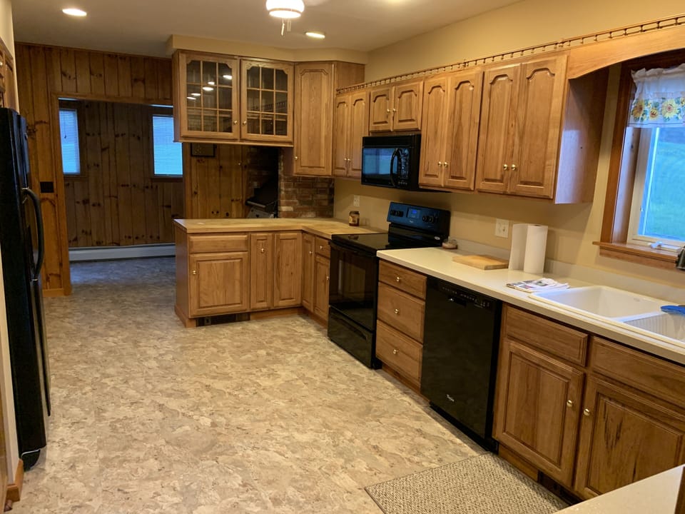 Lots of counter space and plenty of kitchen gadgets.