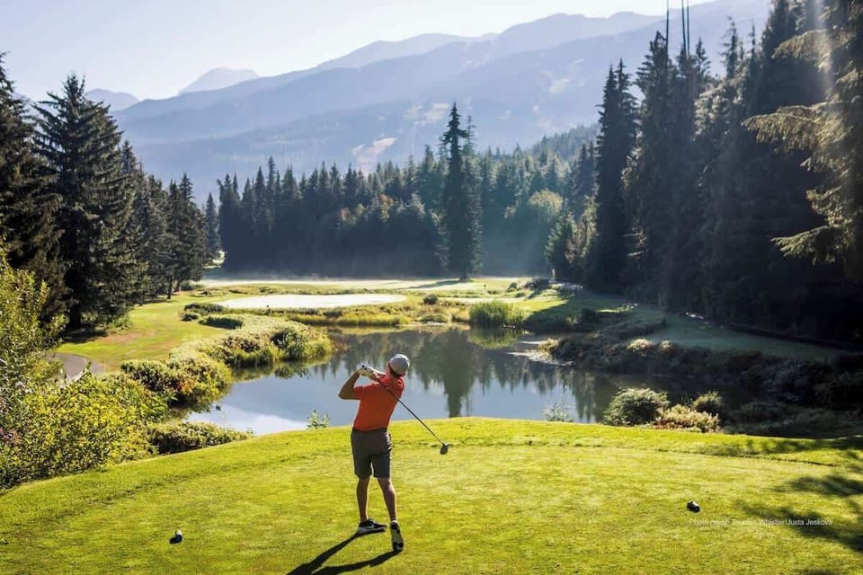 - Stunning golf course surrounded by mountains and pine forest views  
- Ideal for a relaxing day in nature near Whistler’s peaceful landscapes  
- Breathe in crisp alpine air while enjoying a round of mountain golf  