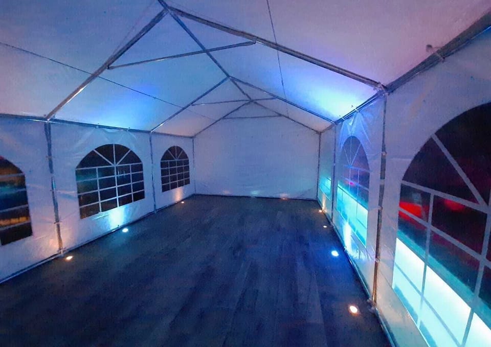 Marquee is put up in summer and not in windy conditions