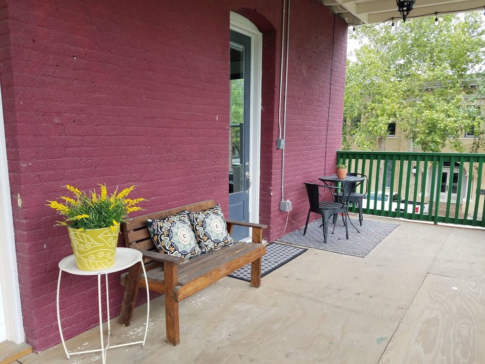 Back balcony from bedroom, great for morning cup of coffee or evening cocktail 