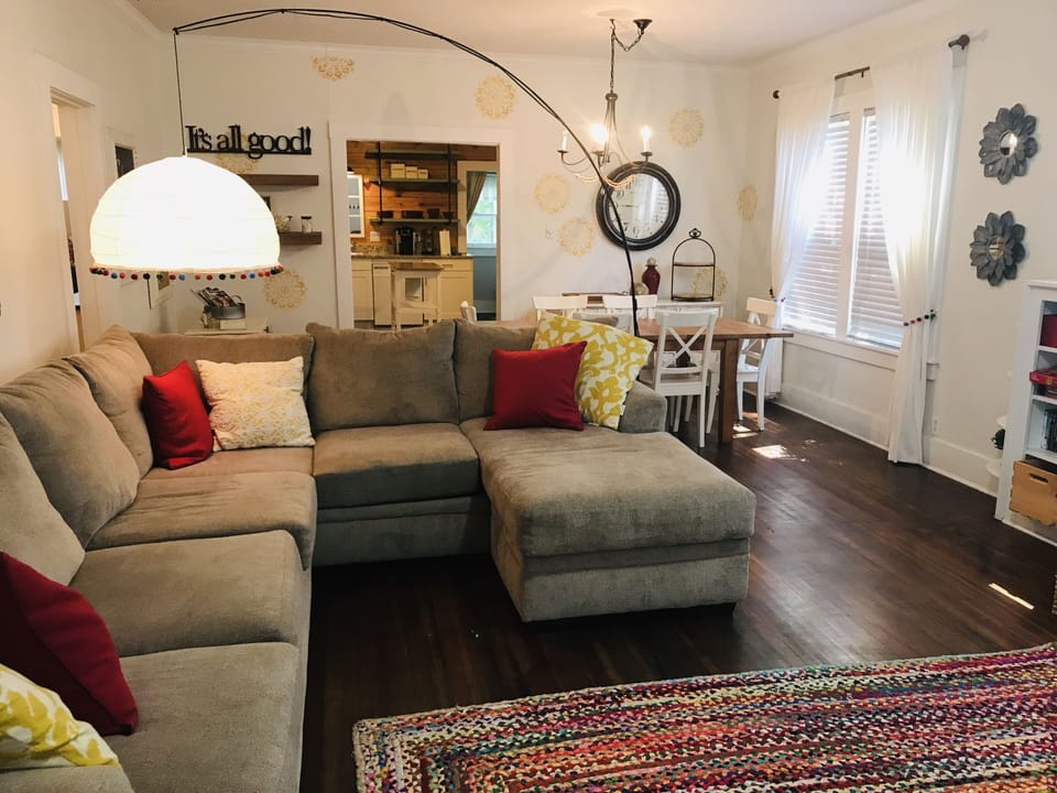 Just inside the front door...