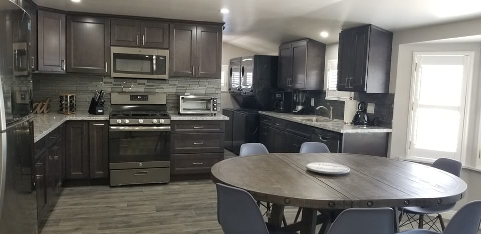 2 microwaves,  coffee pot, 2 four slice toasters, large toaster oven, blender
