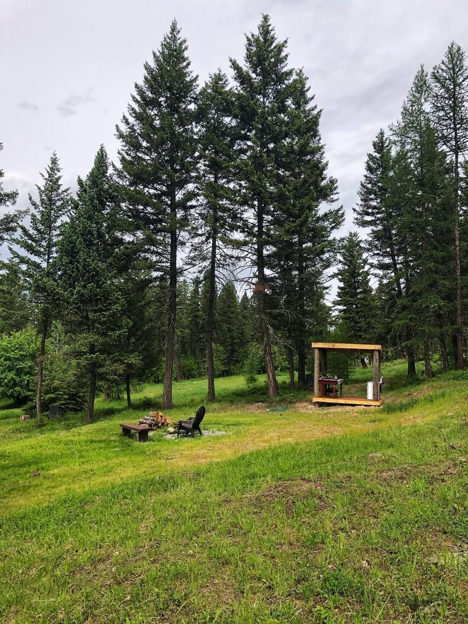 view of firepit and community kitchen area
