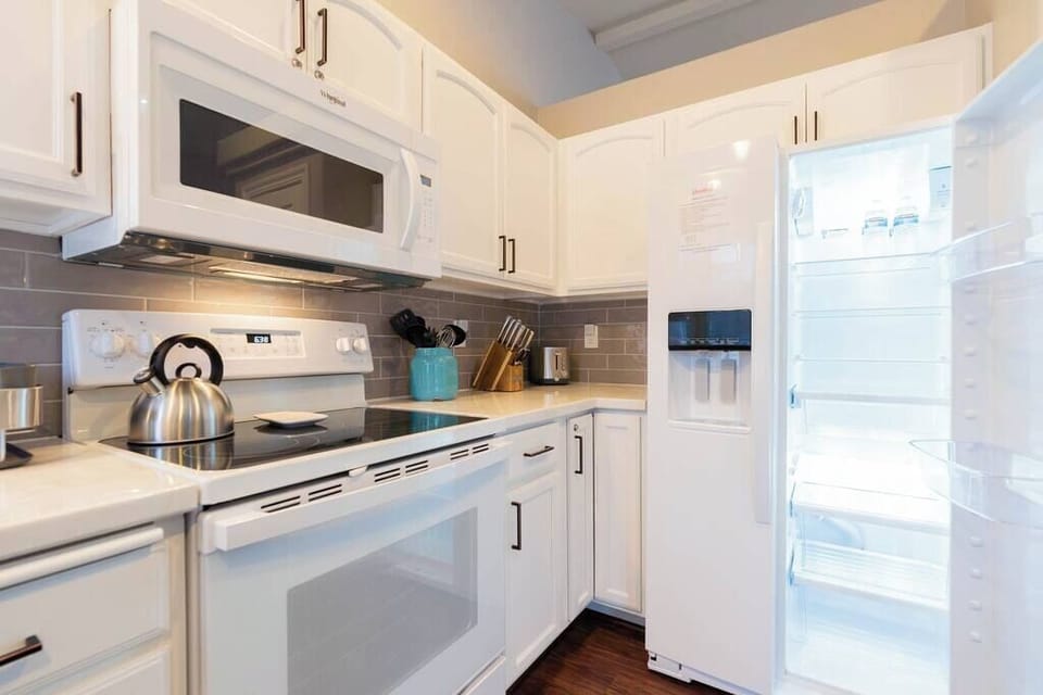 The kitchen comes wells stocked with everything you may need to create meals for your family
