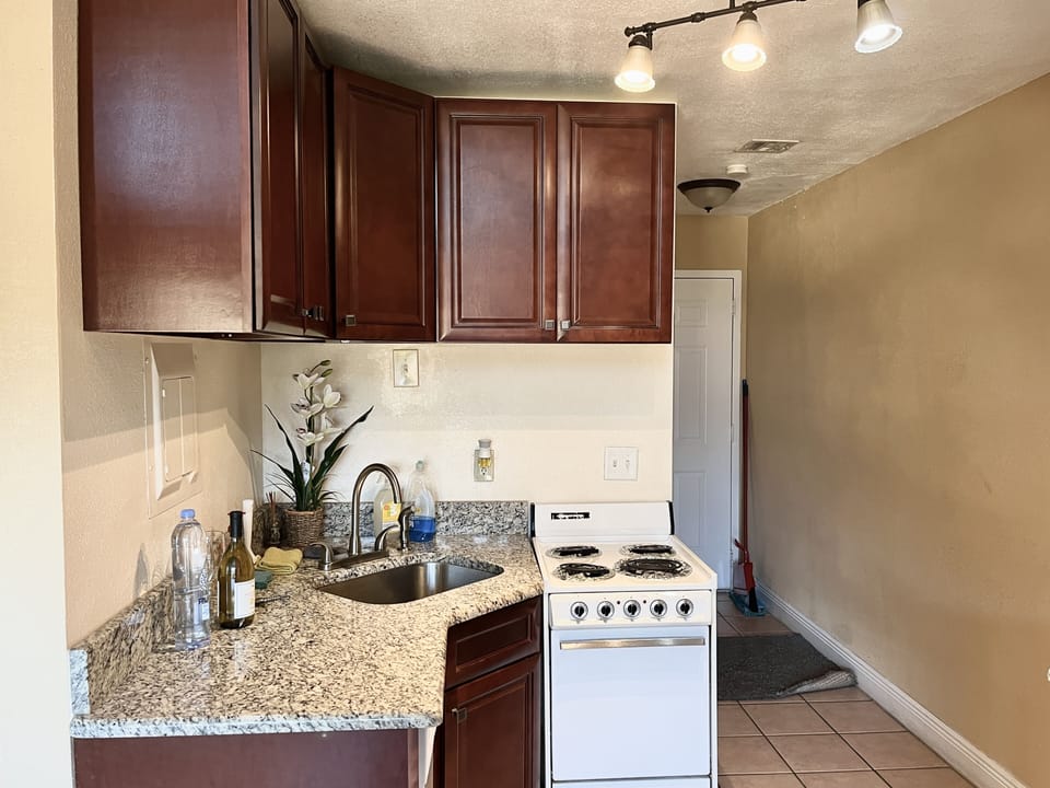 Kitchen - fully equipped with everything you need - pots,pans, plates etc