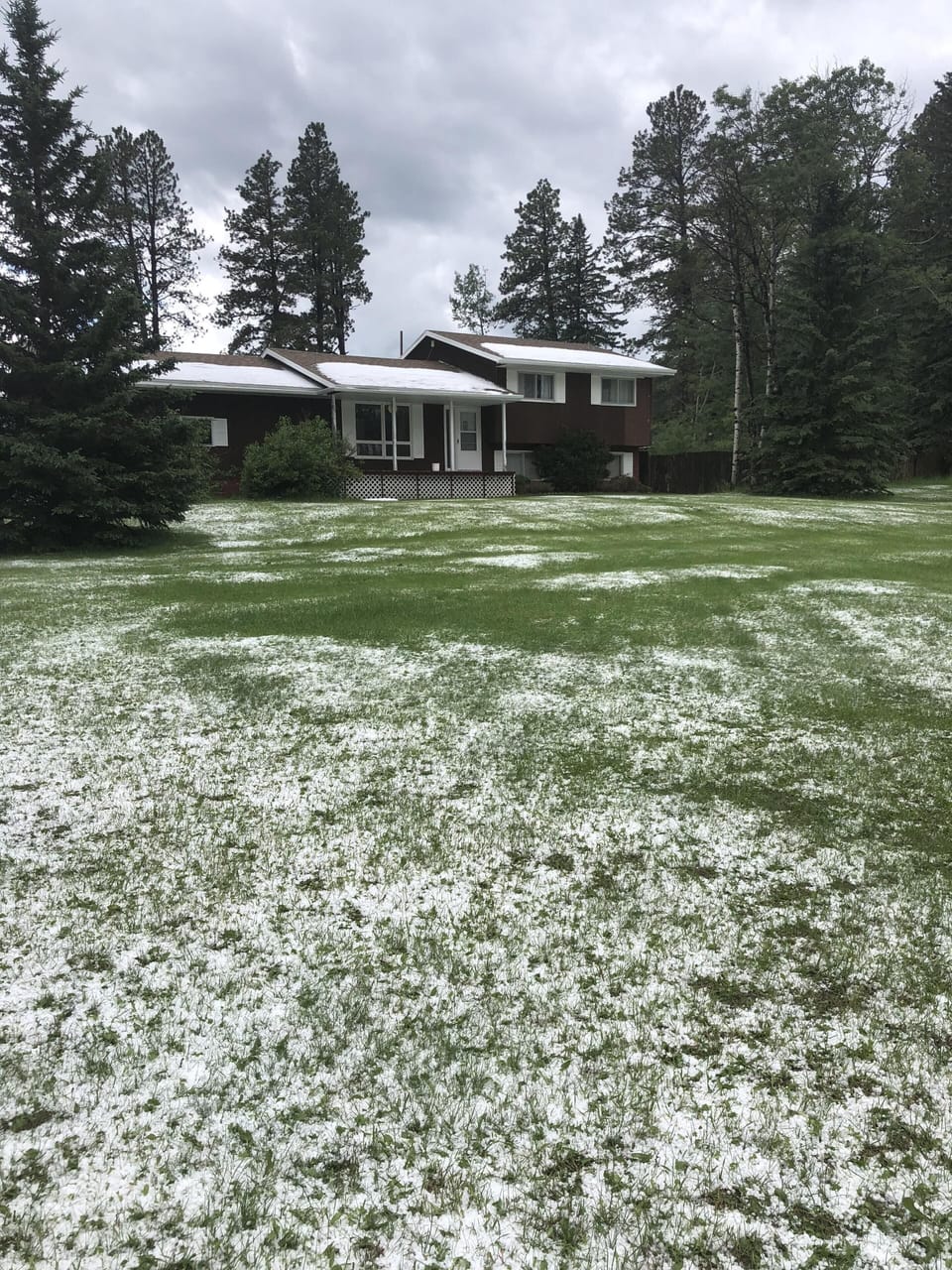 House with a dusting of snow. 