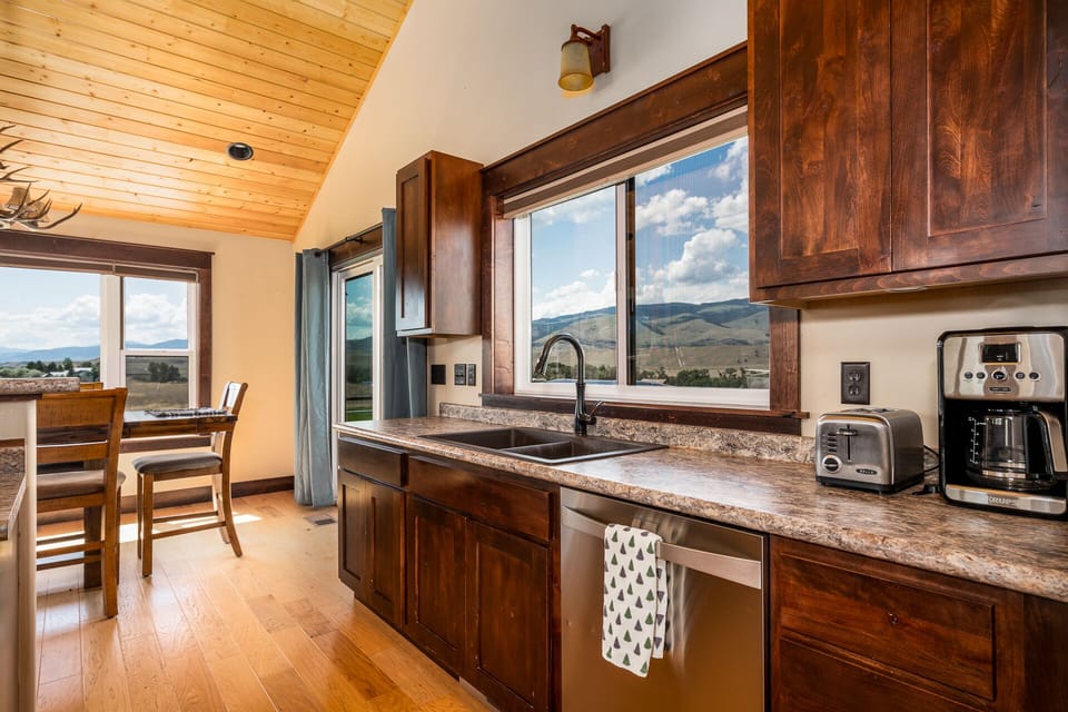 Drip coffee maker available for use.