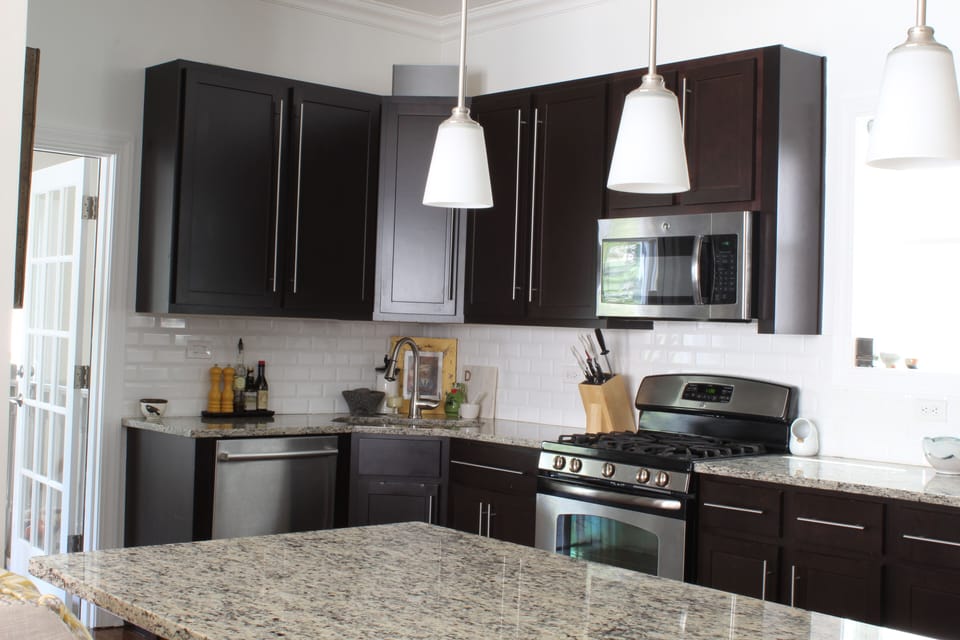 Fully stocked kitchen with lots of counter space.
