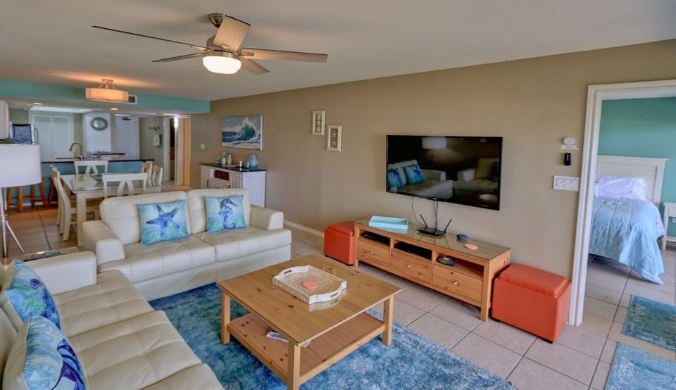 Cable and internet provider w DVD in living area.
