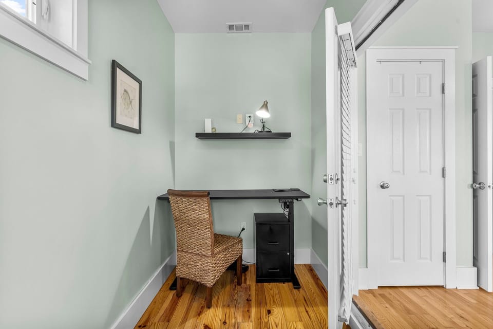 nursery/office with pull out sofa (twin) and stand-up/sit desk w/ wifi/ethernet