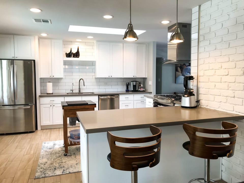 Breakfast bar with seating for casual meals