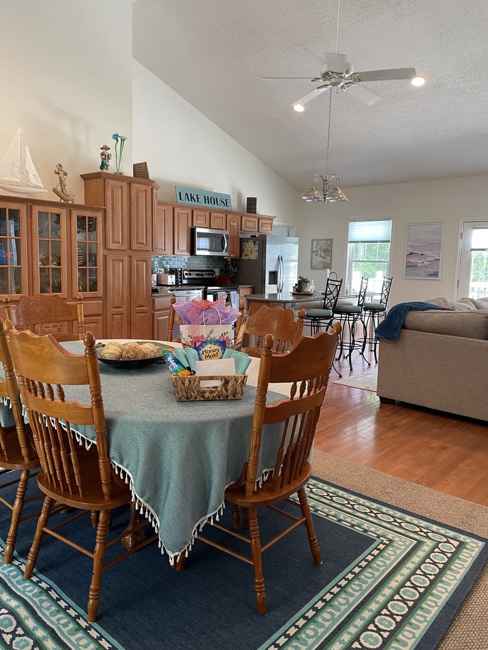 Main living area with cathedral ceilings 