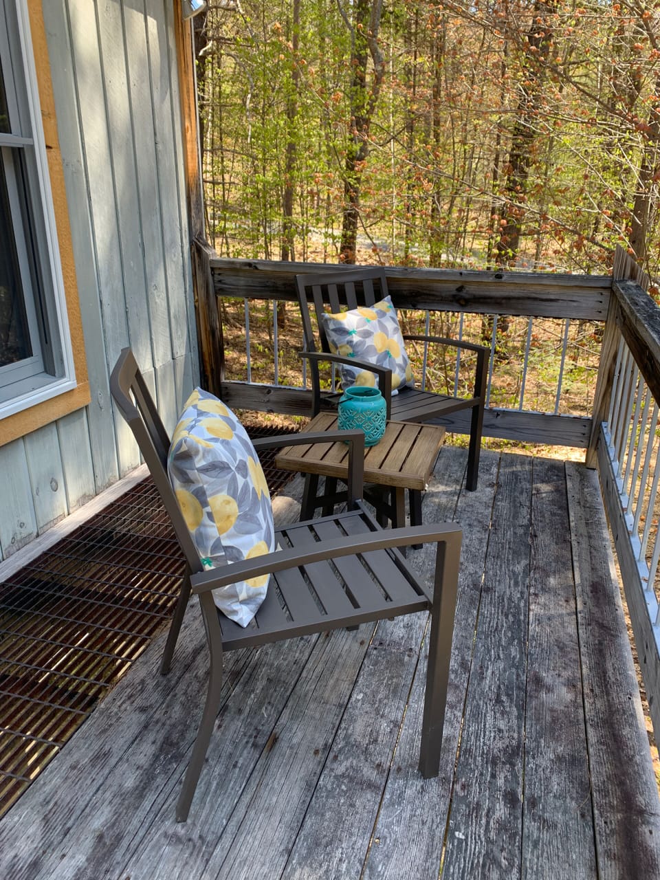 Enjoy coffee on the deck off the living room