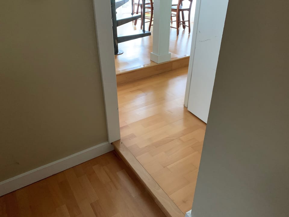 Note one step up from 1st floor master bedroom to hall/kitchen/bathroom