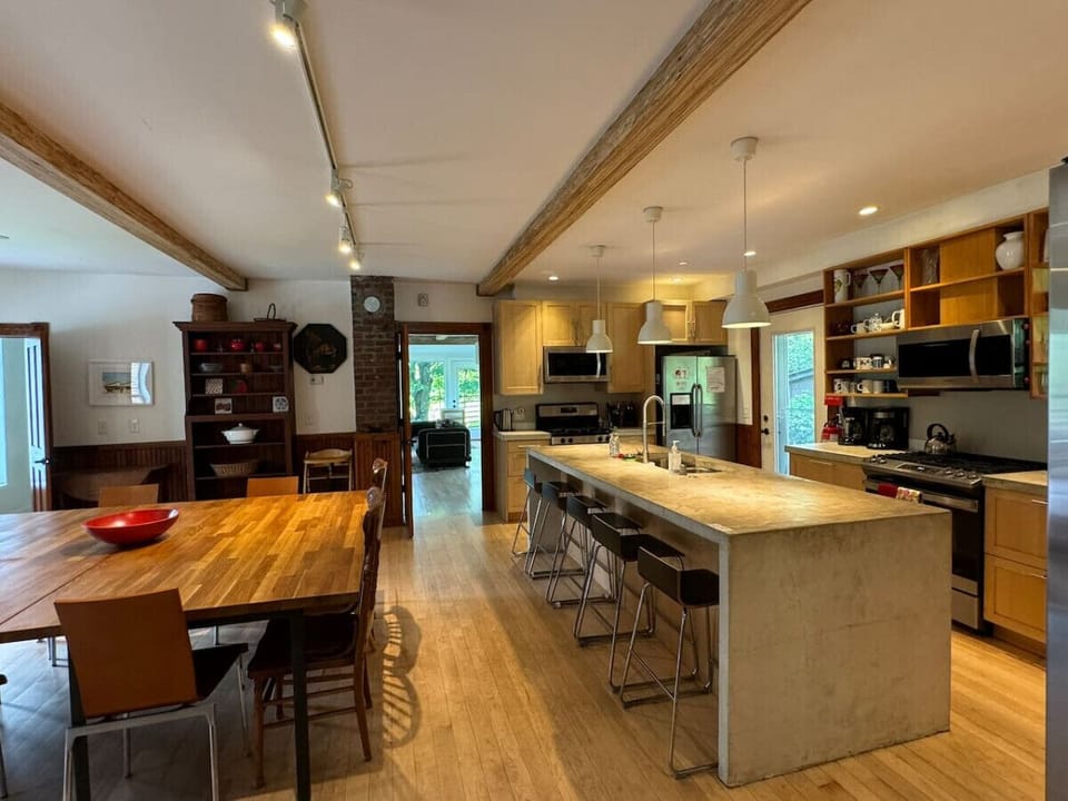 Kitchen with a glimpse of the living room