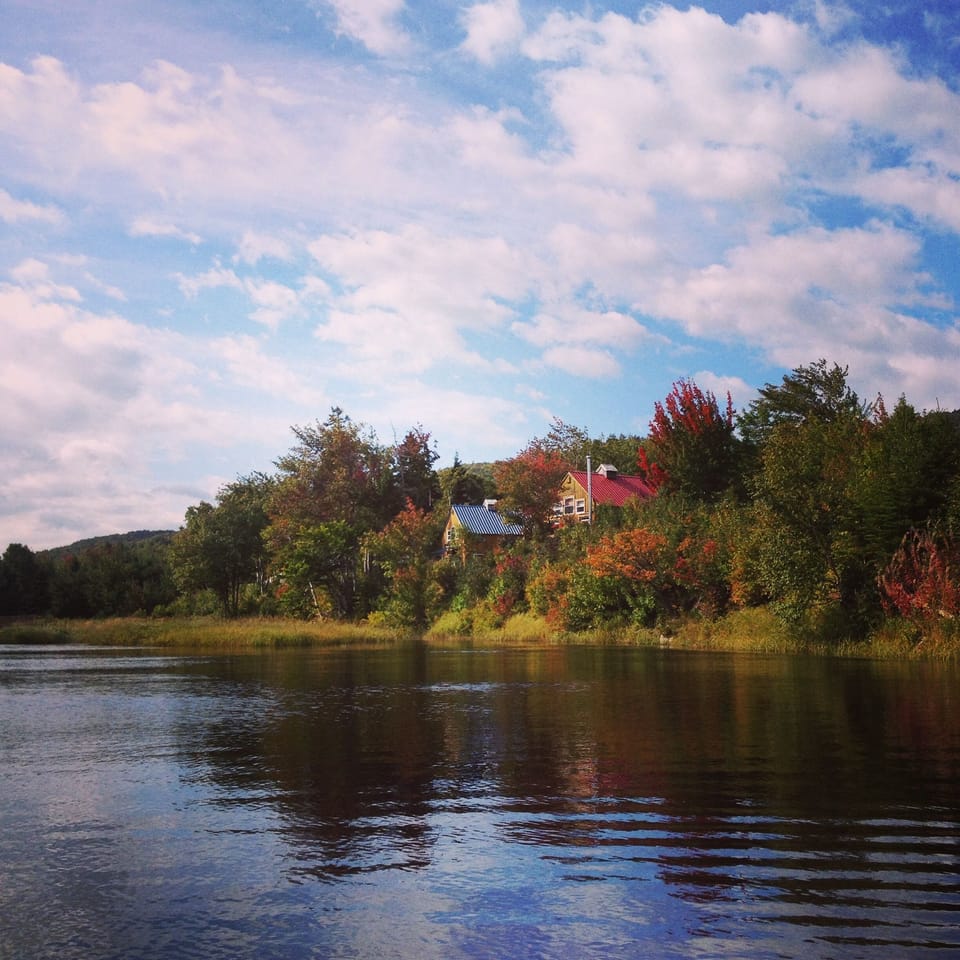 The view of our chalets from a kayak or canoe