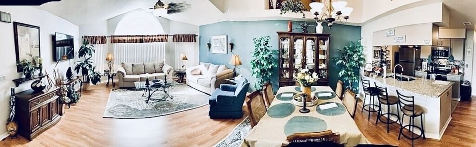 Panoramic view of living area