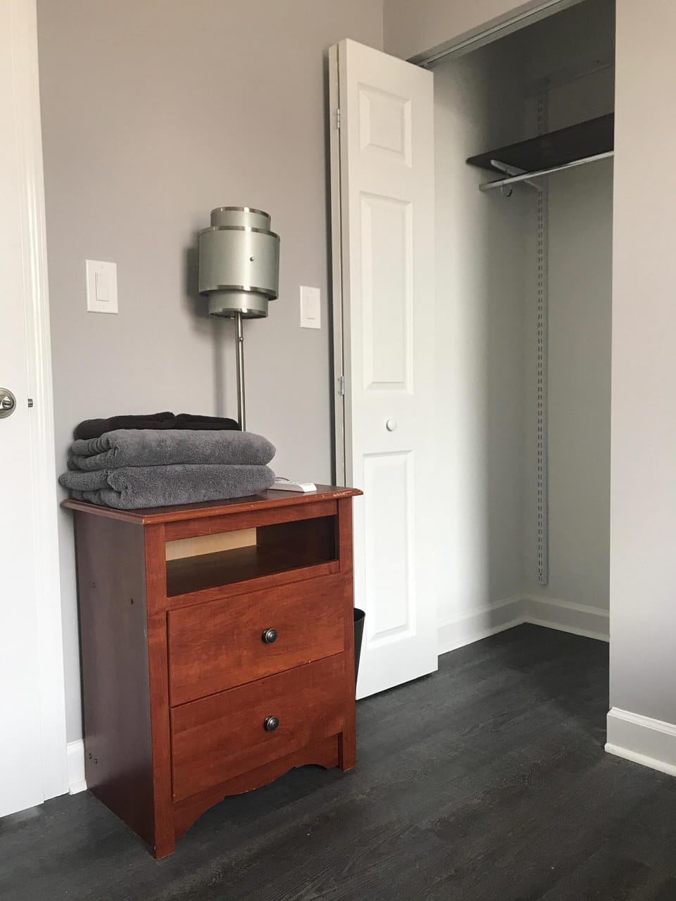 Closet in renovated bedroom