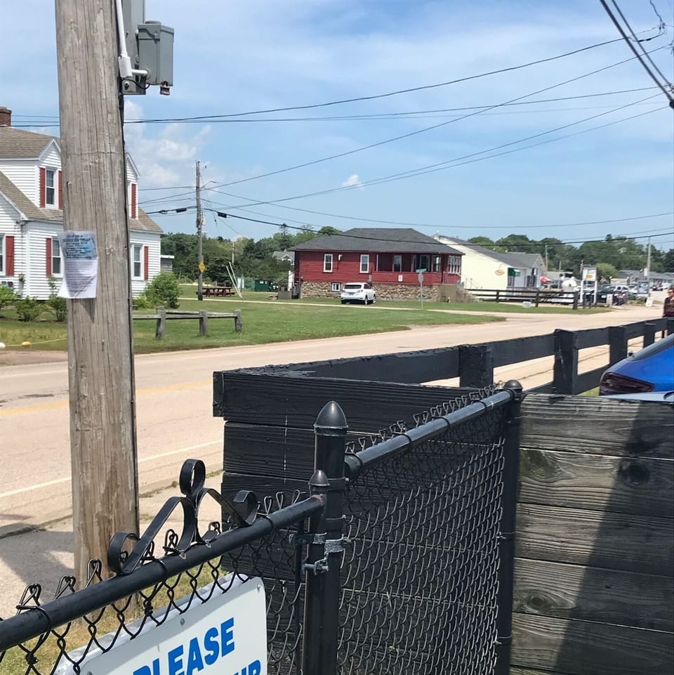 showing distance from beach house (red house) to beach gate entrance