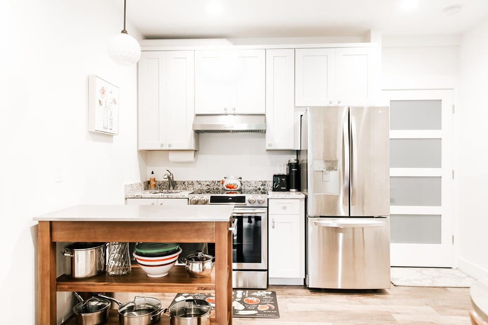 Fully furnished kitchen with amenities and brand new appliances