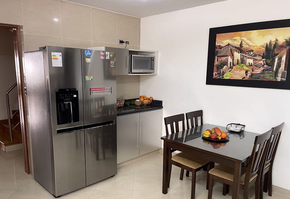 Breakfast area with New Refrigerator/Freezer and Microwave