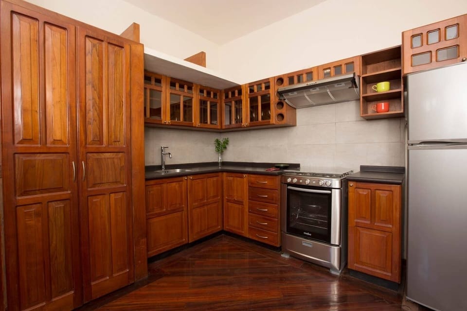 A fully equipped kitchen