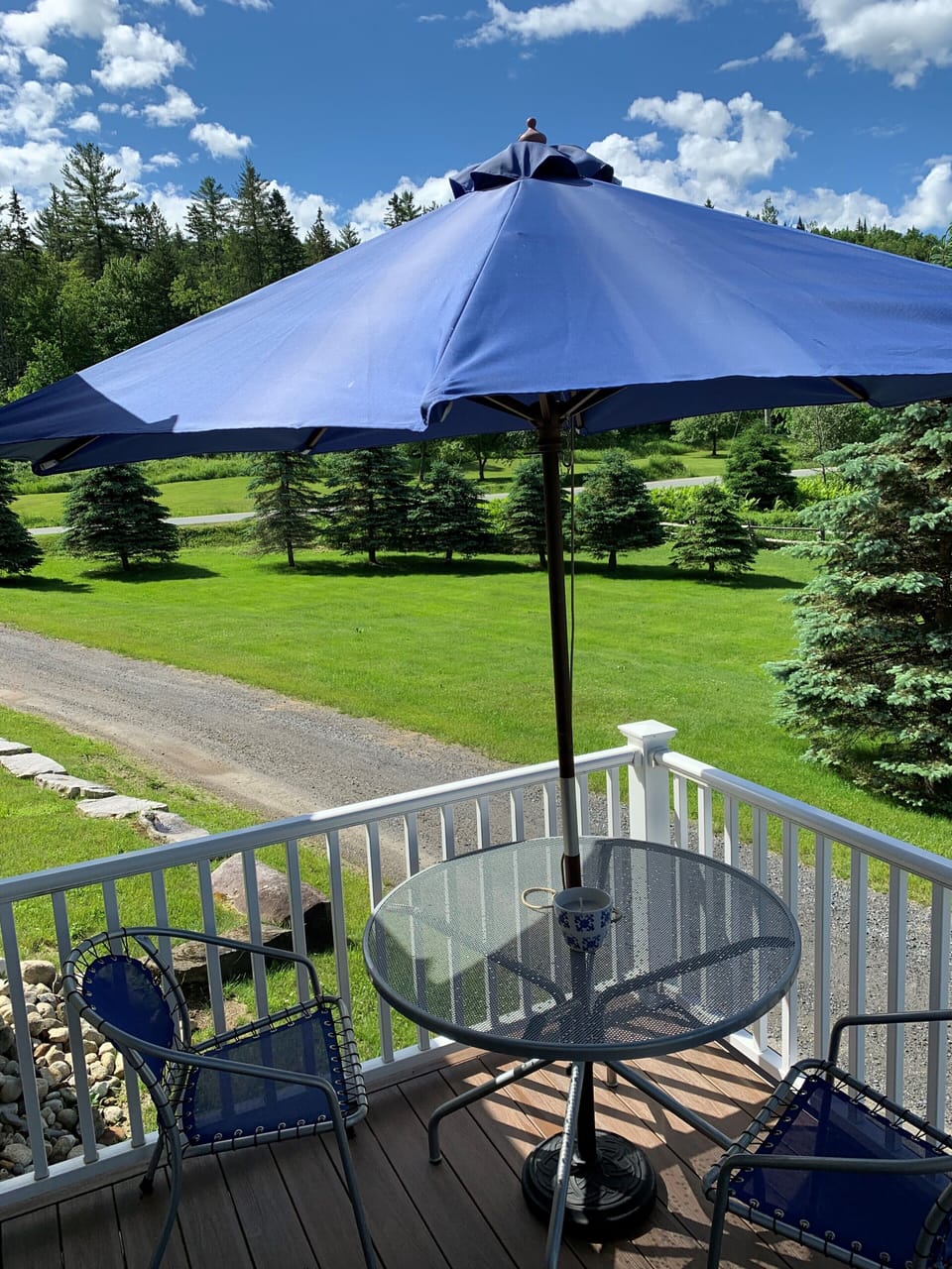 Deck off kitchen with a beautiful view.